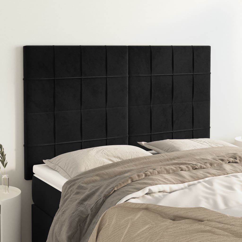 Cabeceira preta 144x5x118/128 cm veludo