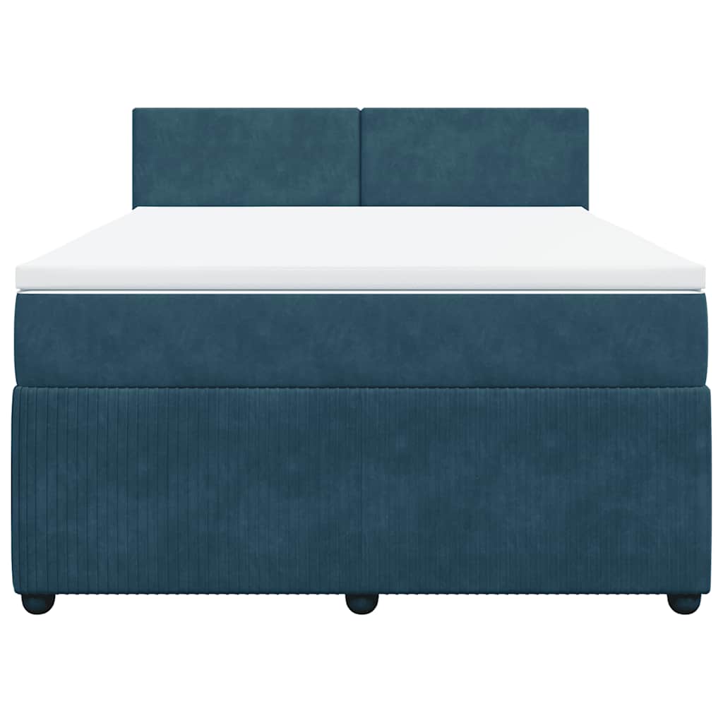 Cama boxspring com colchão 140x190 cm veludo azul