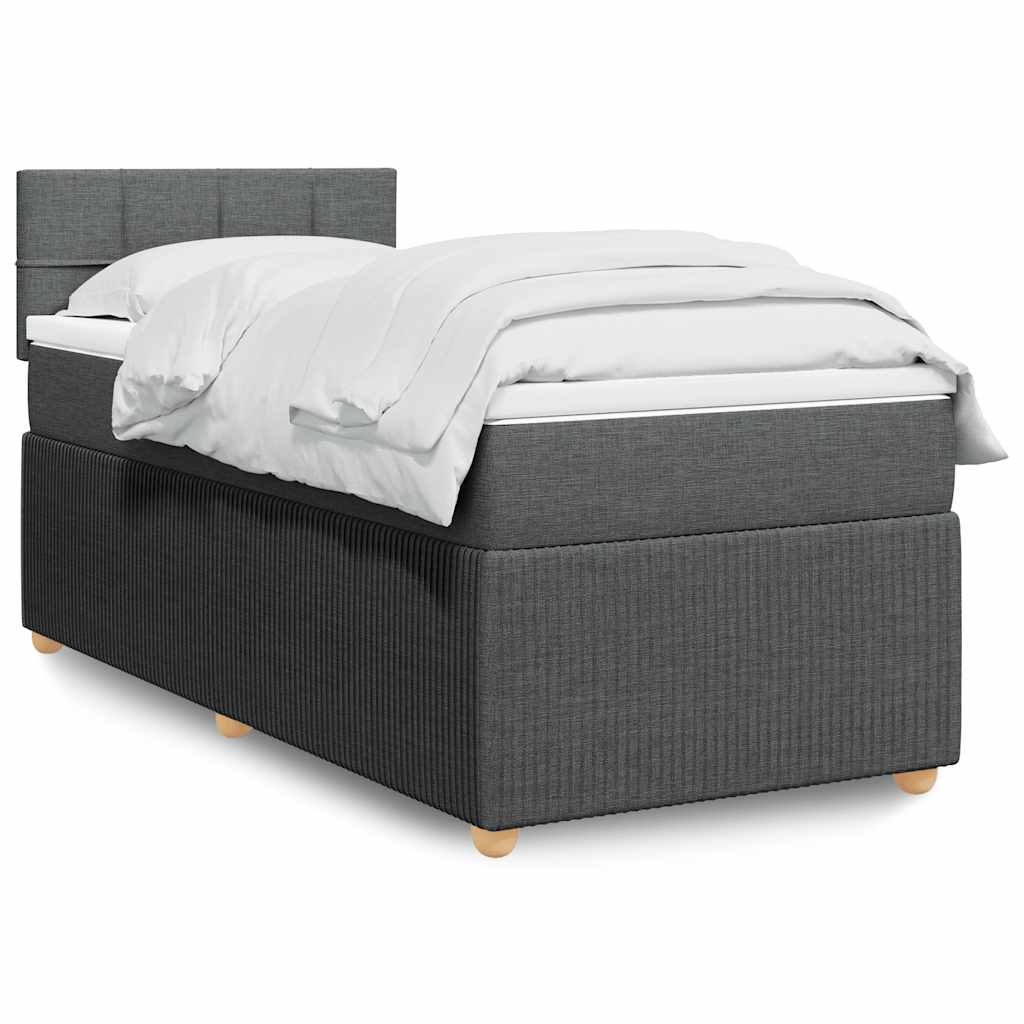 Cama com molas/colchão 90x190 cm tecido cinza-escuro