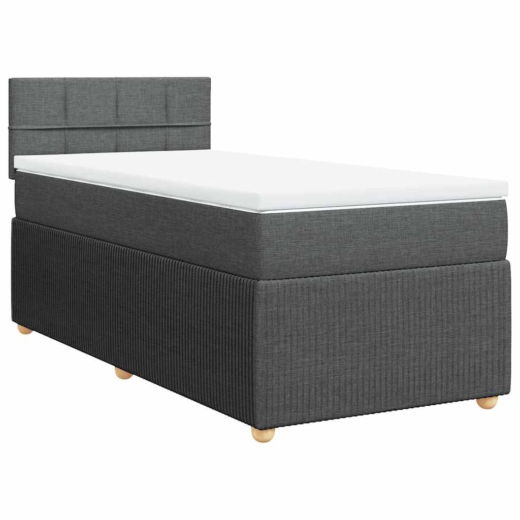 Cama com molas/colchão 90x190 cm tecido cinza-escuro