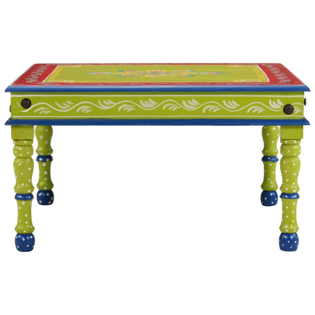 Mesa de centro pintada à mão mangueira maciça verde