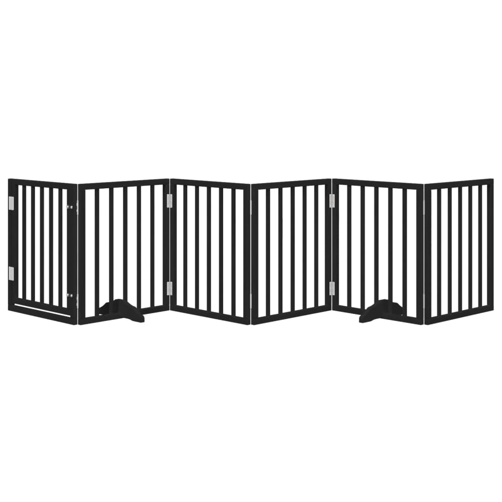 Portão p/ cães com porta dobrável 6 painéis 300 cm álamo preto