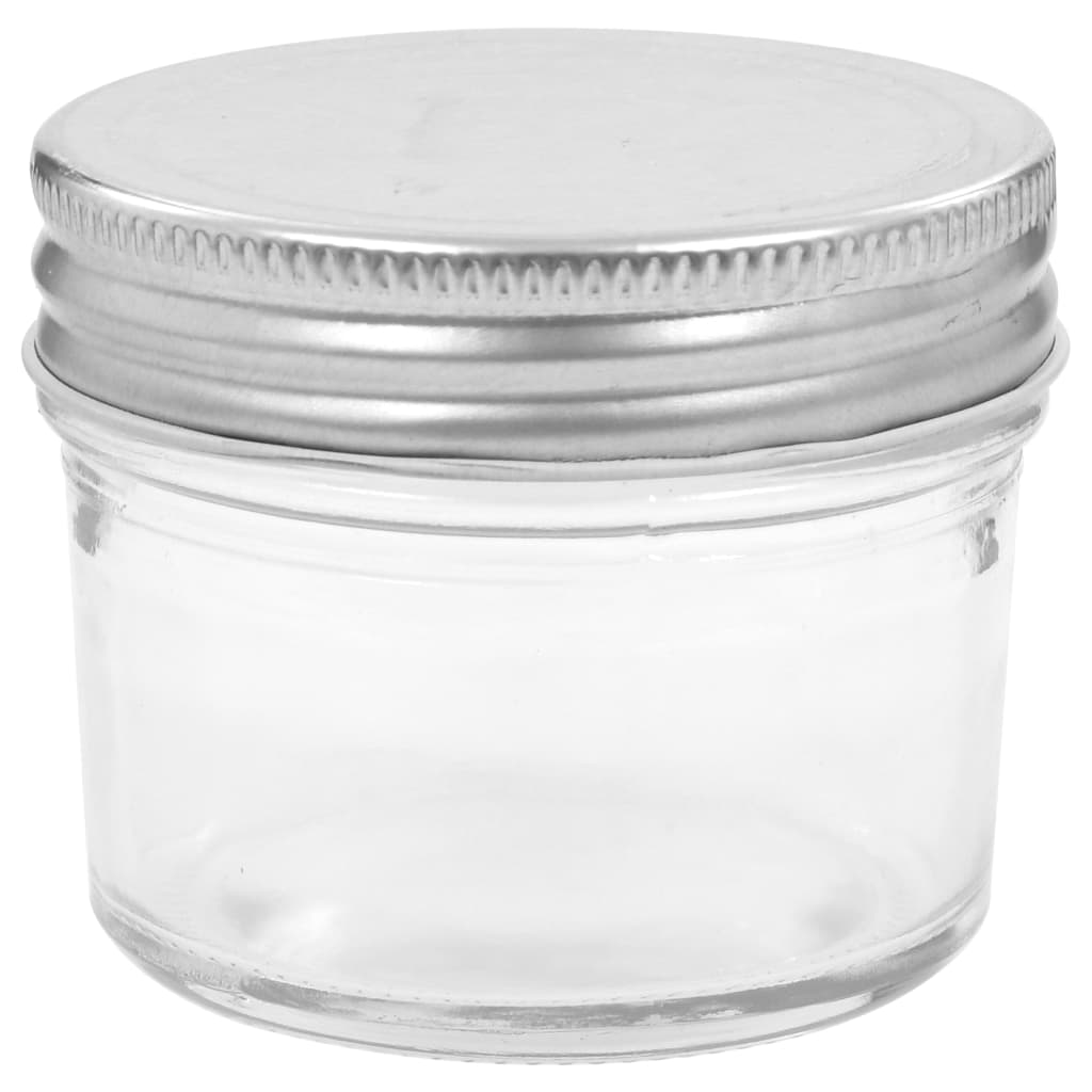 Frascos de vidro com tampas prateadas 96 pcs 110 ml