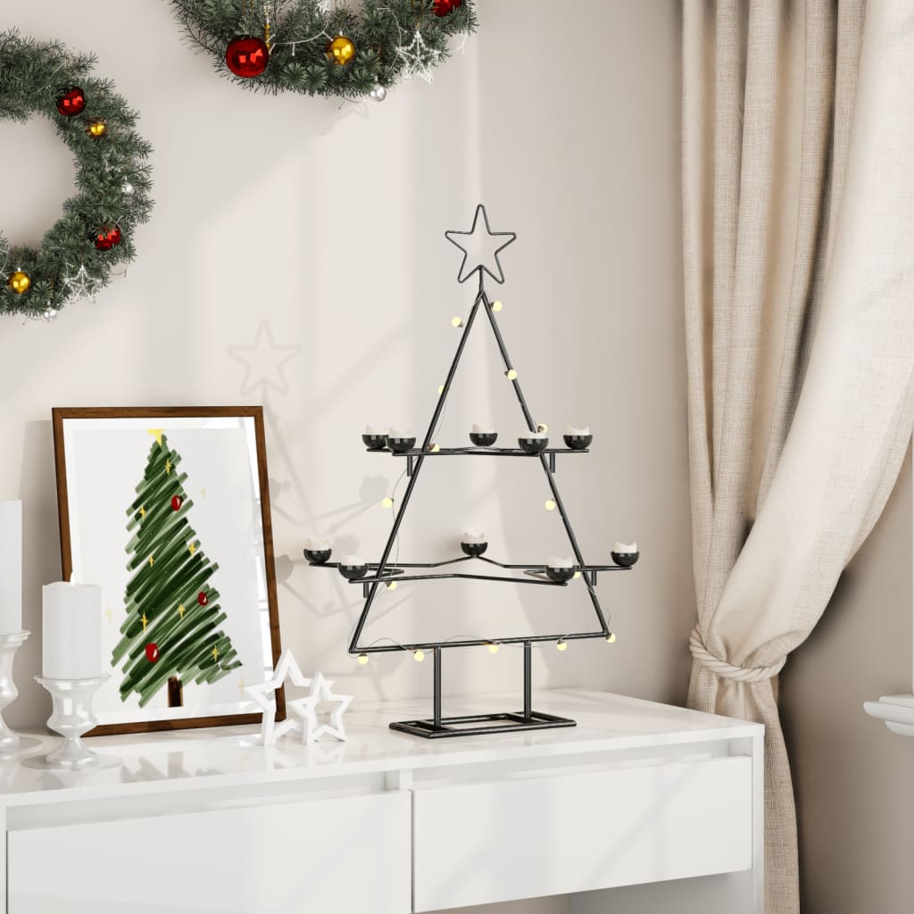 Árvore de natal para decoração 75 cm metal preto
