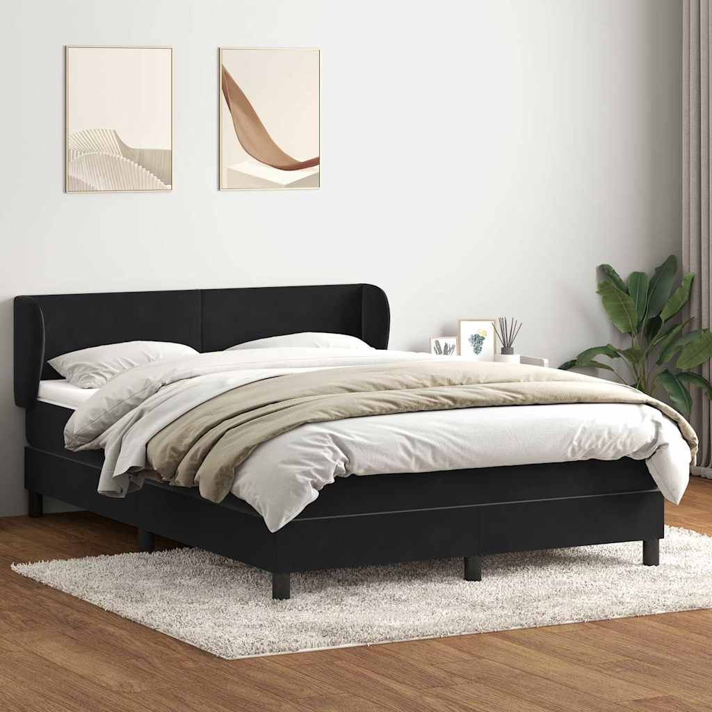 Cama com molas/colchão 160x210 cm veludo preto