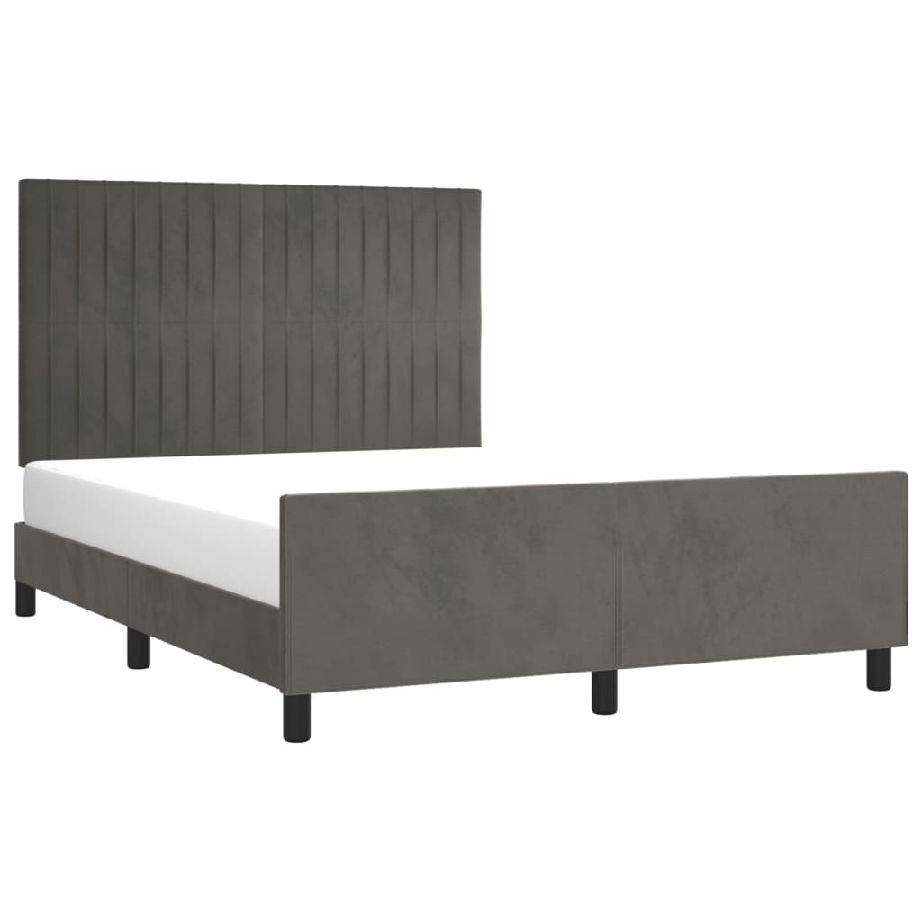 Estrutura de cama sem colchão 140x200 cm veludo cinzento-escuro