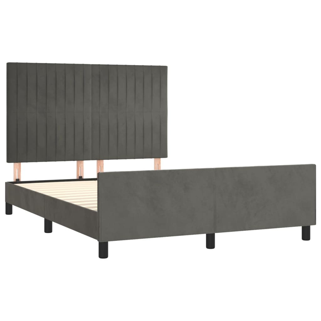 Estrutura de cama sem colchão 140x200 cm veludo cinzento-escuro