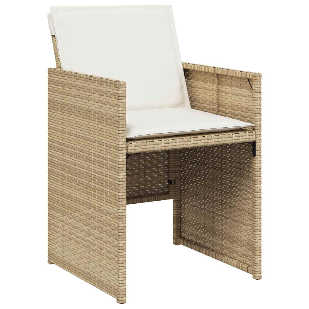 9 Pcs conjunto de jantar p/ jardim com almofadões vime PE bege