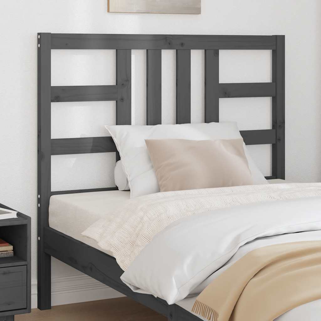 Cabeceira de cama 106x4x100 cm pinho maciço cinzento