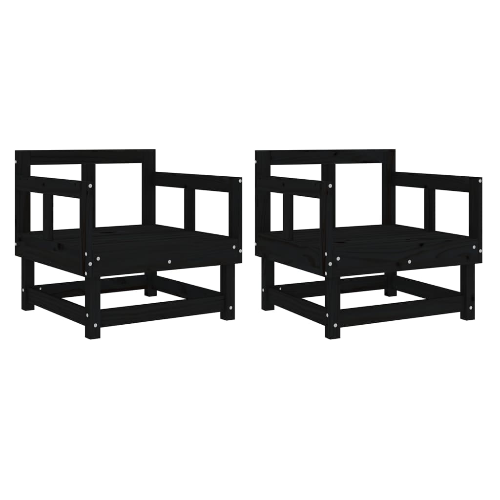 Cadeiras de jardim 2 pcs madeira de pinho maciça preto