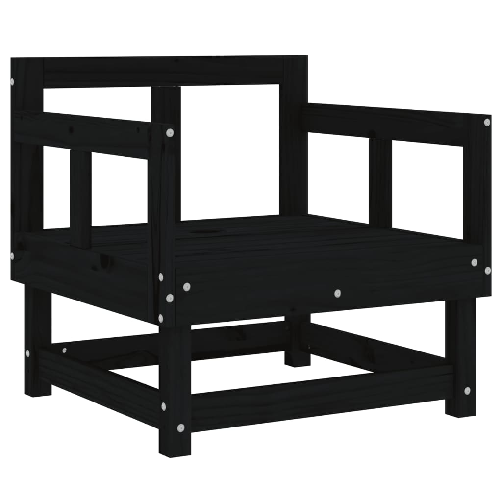 Cadeiras de jardim 2 pcs madeira de pinho maciça preto