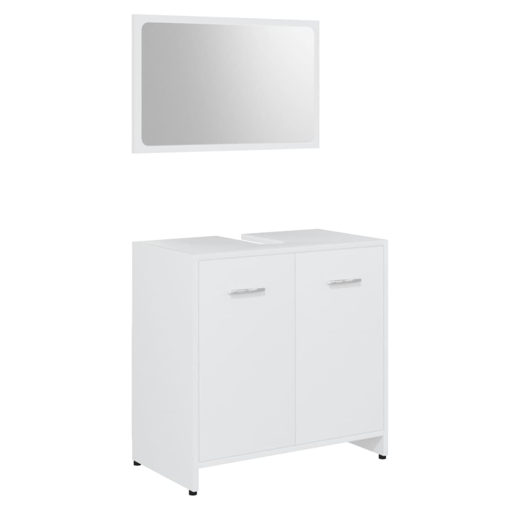 3 Pcs conjunto de móveis de casa de banho contraplacado branco