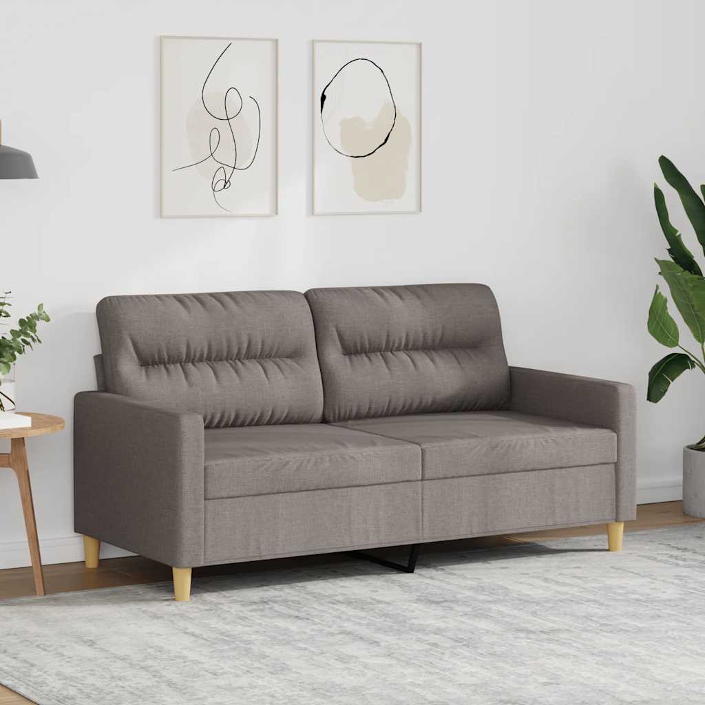 Sofá de 2 lugares tecido 140 cm cinzento-acastanhado