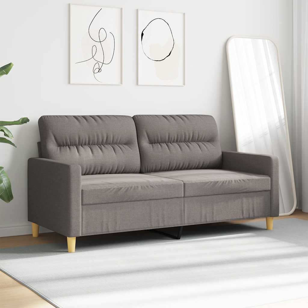 Sofá de 2 lugares tecido 140 cm cinzento-acastanhado