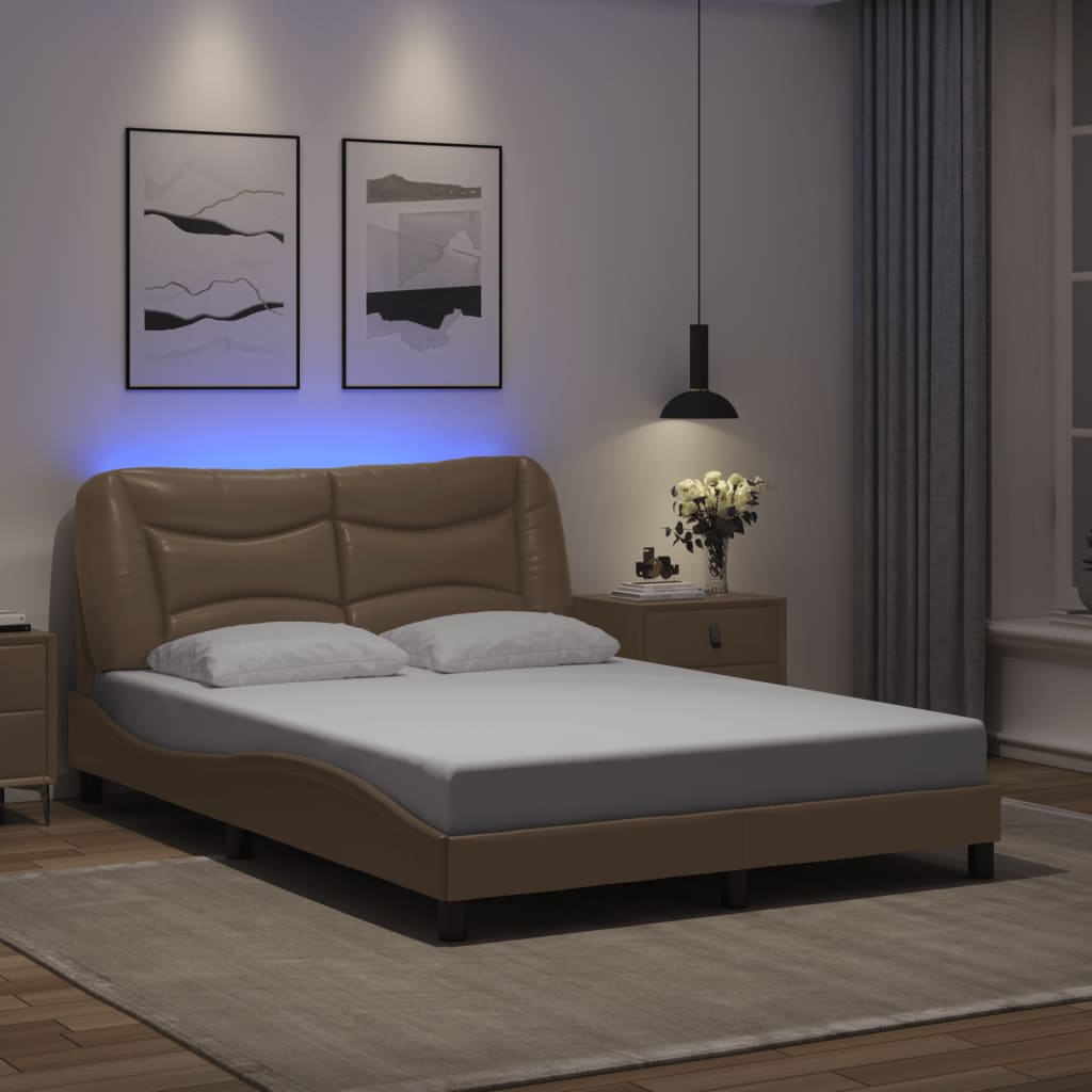 Estrutura de cama com LED sem colchão hvar 140x200cm cappuccino