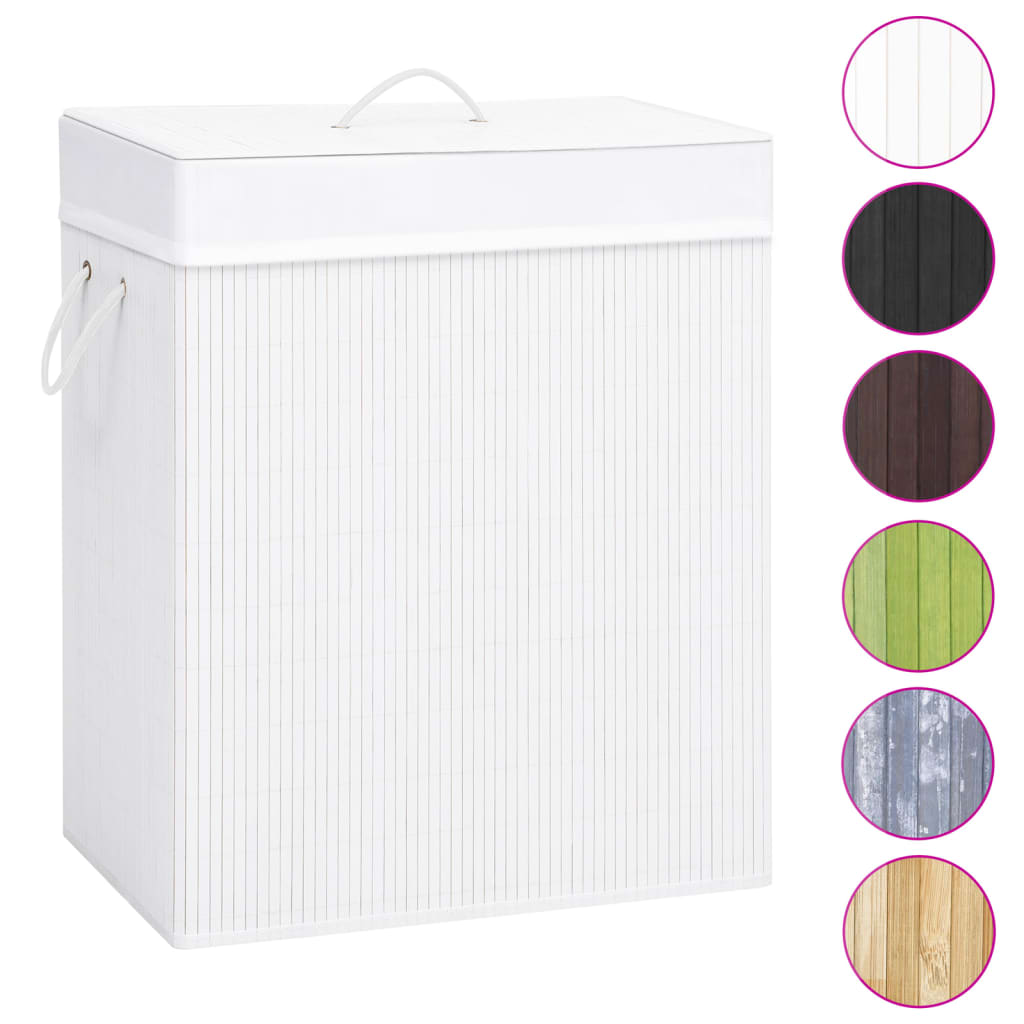 Cesto para roupa suja c/ secção única 83 l bambu branco