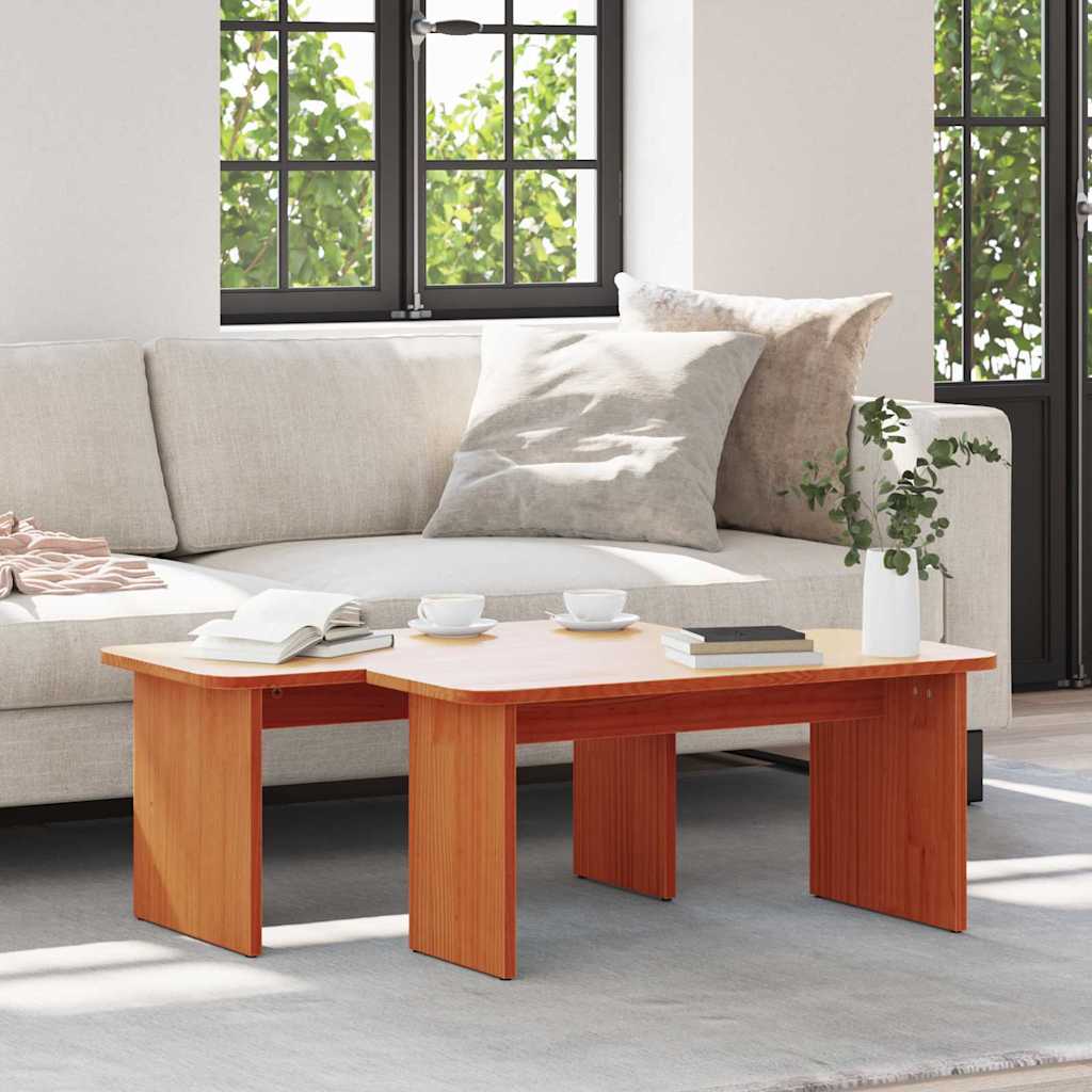 Mesa de centro 2 unid. marrom cera 100 x 69 x 35,5 cm