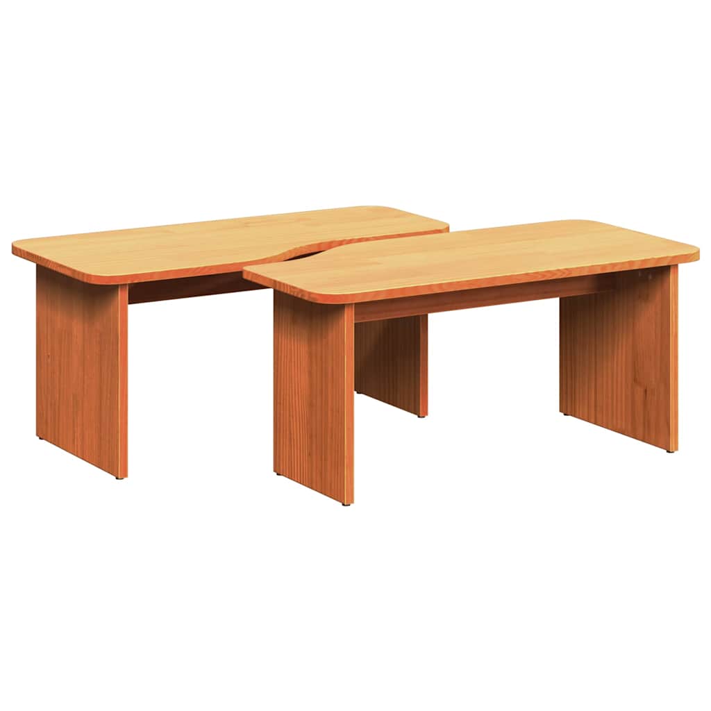 Mesa de centro 2 unid. marrom cera 100 x 69 x 35,5 cm