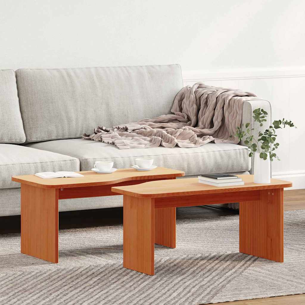 Mesa de centro 2 unid. marrom cera 100 x 69 x 35,5 cm