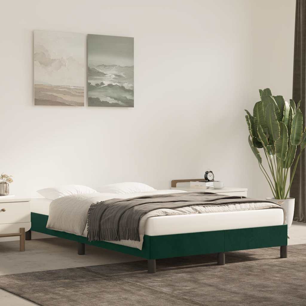 Estrutura de cama sem colchão verde escuro 120x190 cm veludo