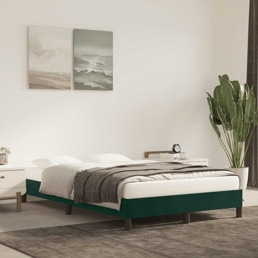 Estrutura de cama sem colchão verde escuro 120x190 cm veludo