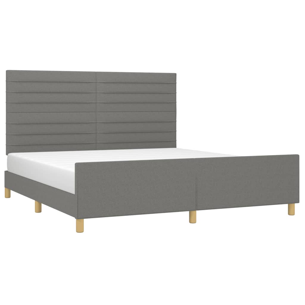 Estrutura de cama sem colchão 160x200 cm tecido cinzento-escuro