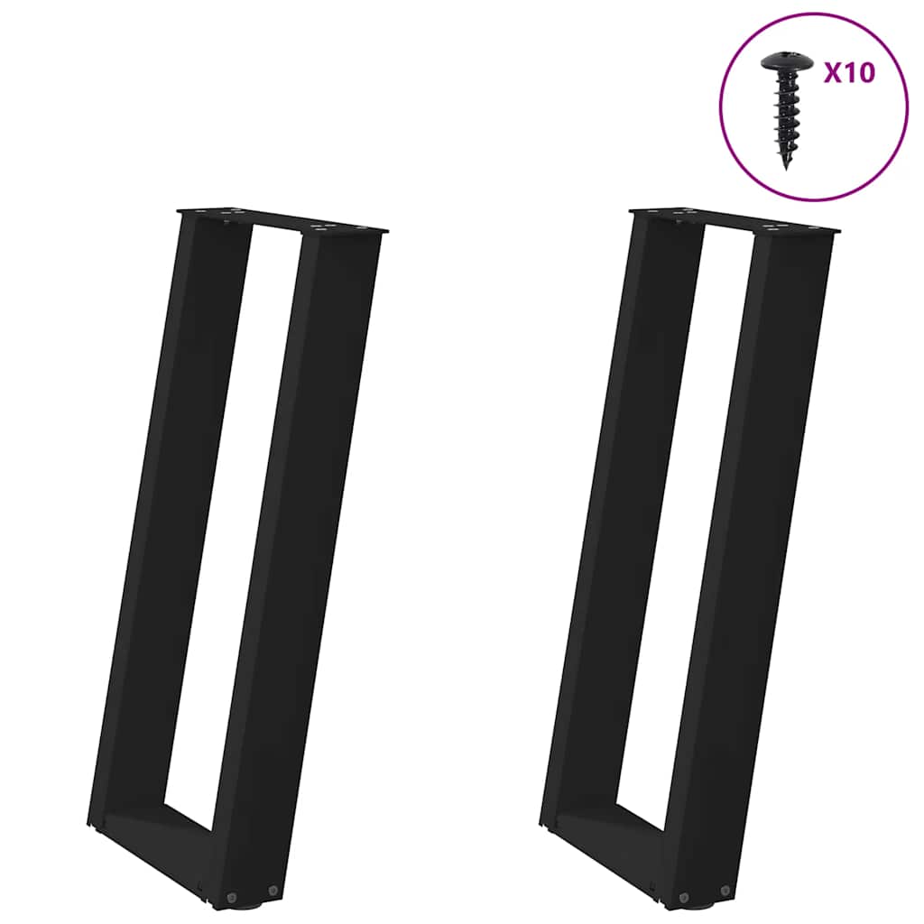 Pés de mesa de console em forma de u, 2 peças, preto, 28x(72-73) cm, aço
