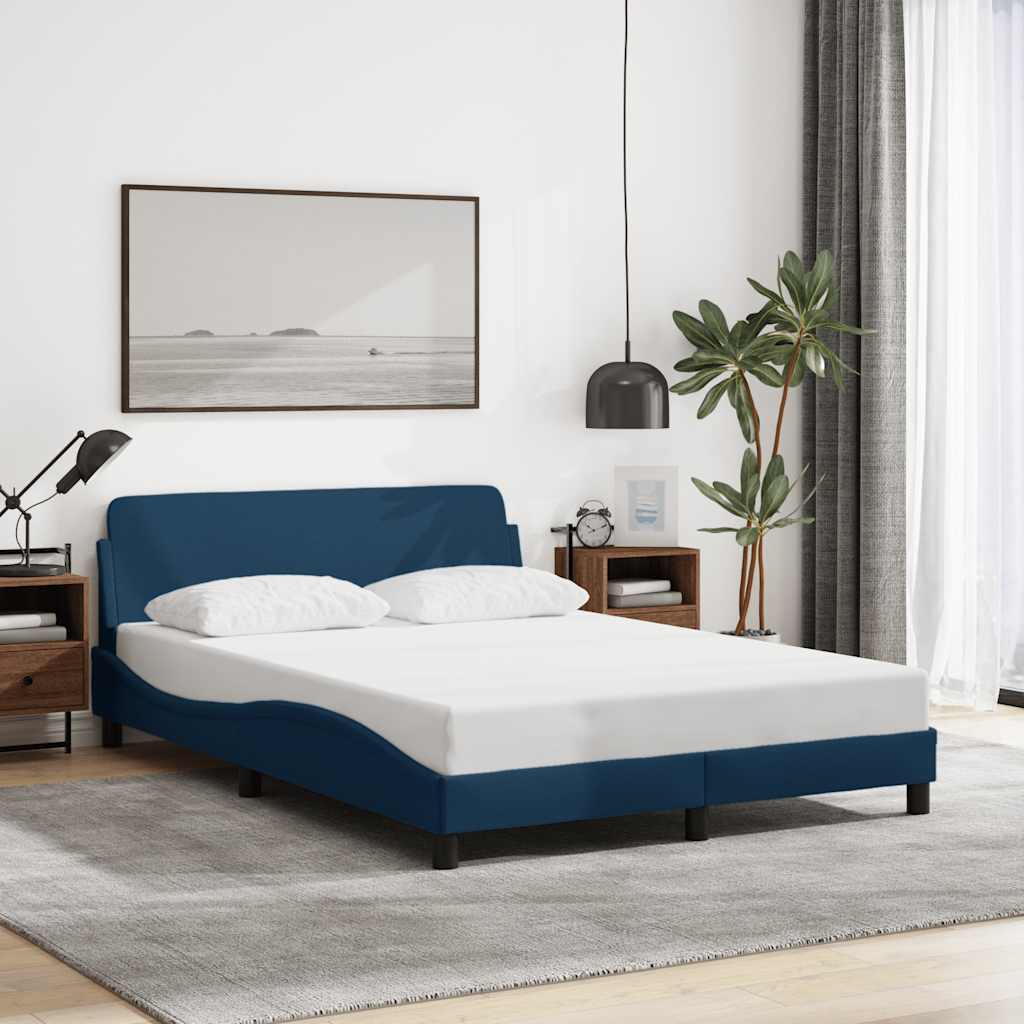 Estrutura de cama com cabeceira dover 140x200 cm tecido azul