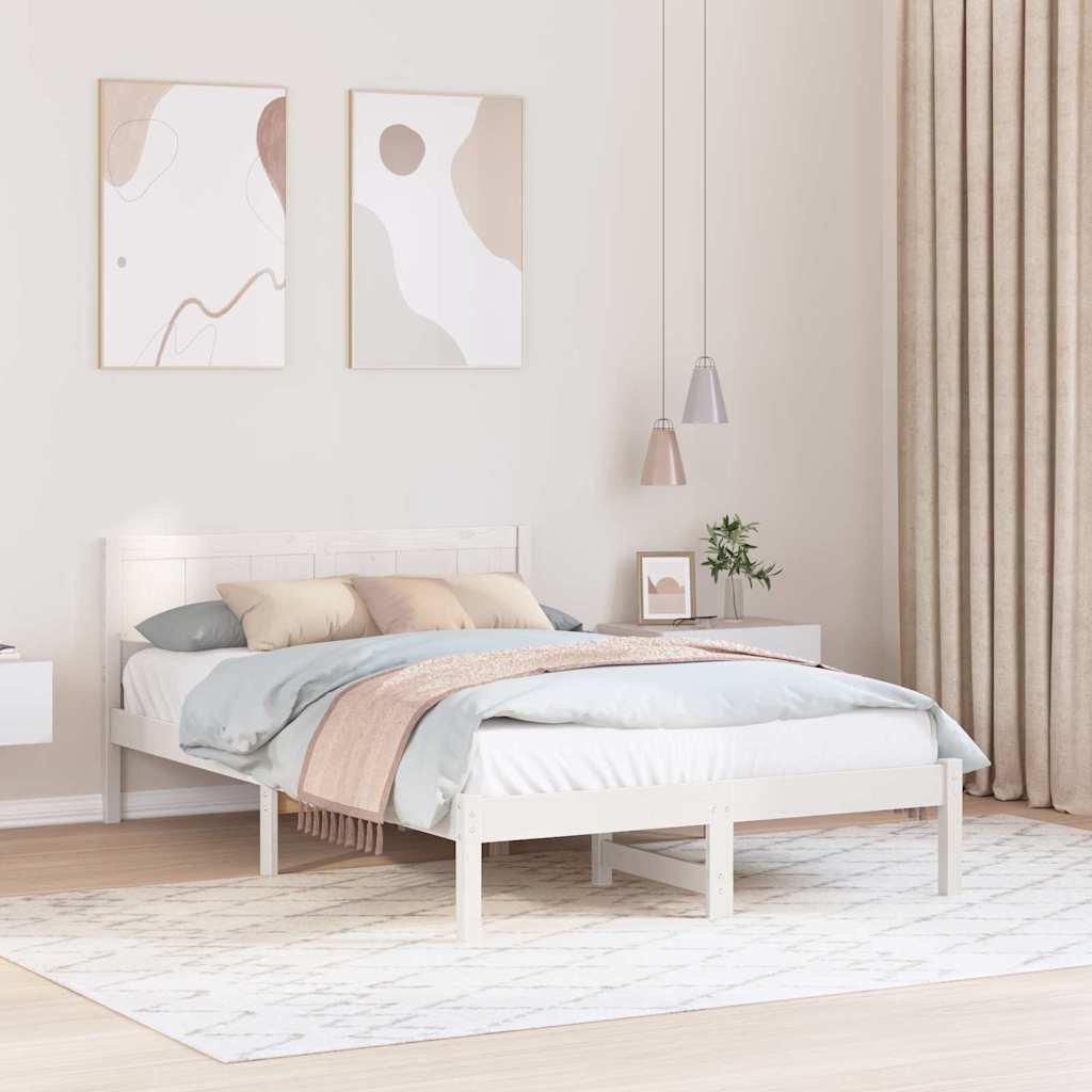 Estrutura da cama branco 120 x 200 cm madeira de pinho maciça