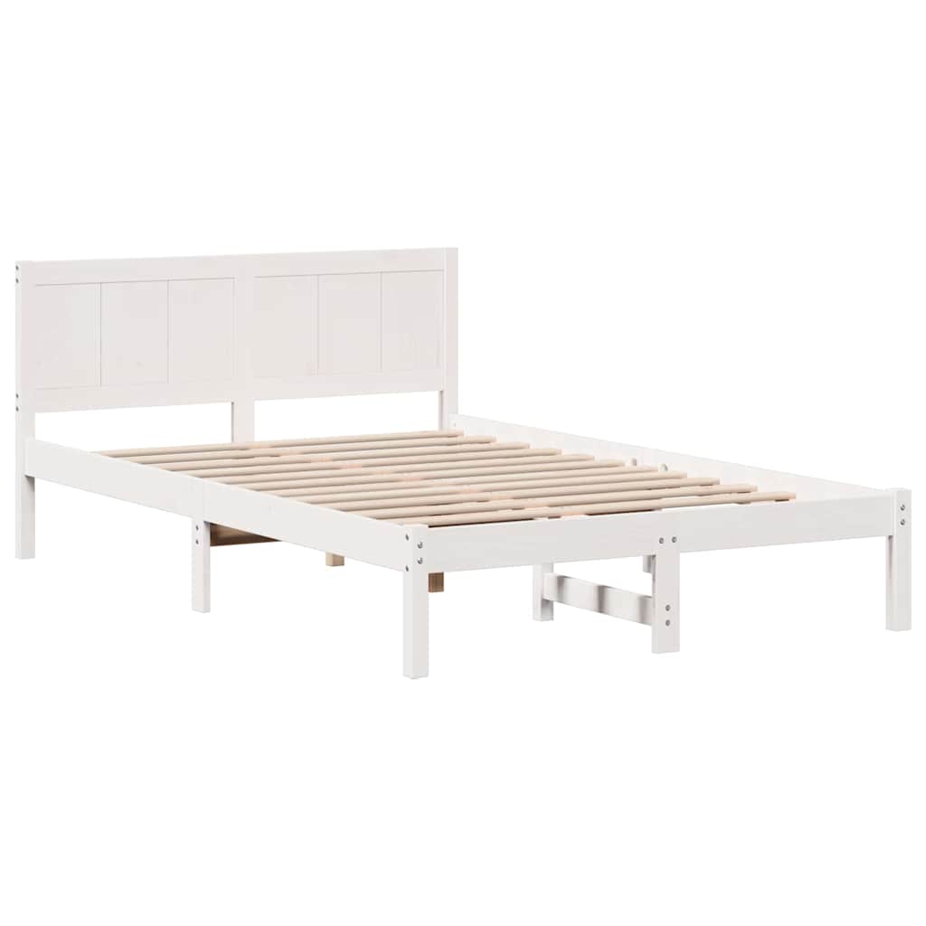 Estrutura da cama branco 120 x 200 cm madeira de pinho maciça