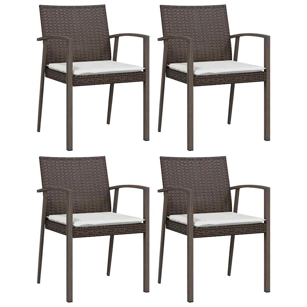 5 Pcs conjunto de jantar p/ jardim c/ almofadões vime PE e aço