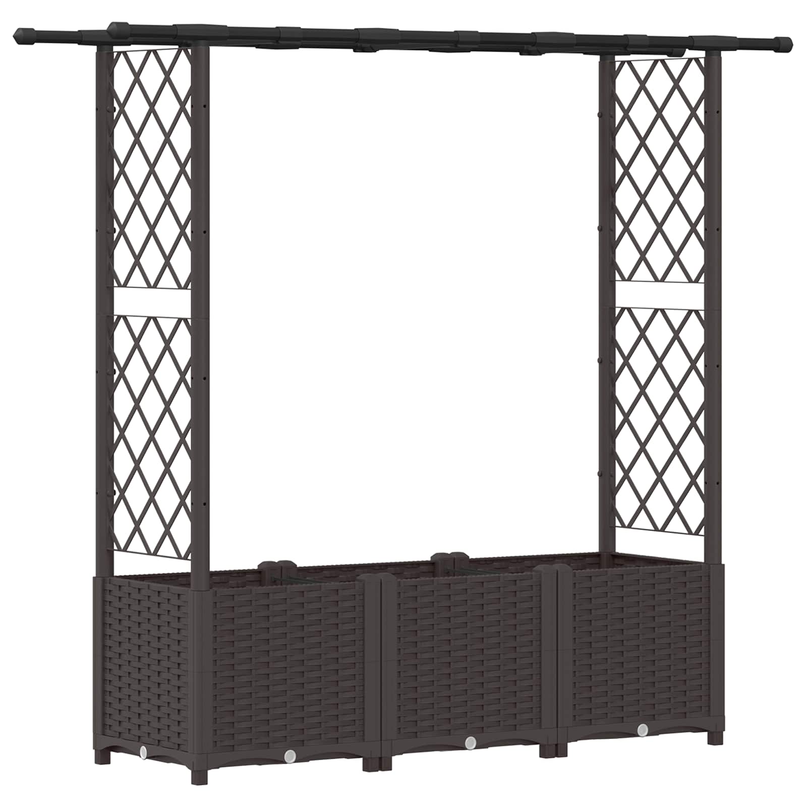 Cama elevada com treliça e telhado castanho 162,5 x 40 x 136 cm