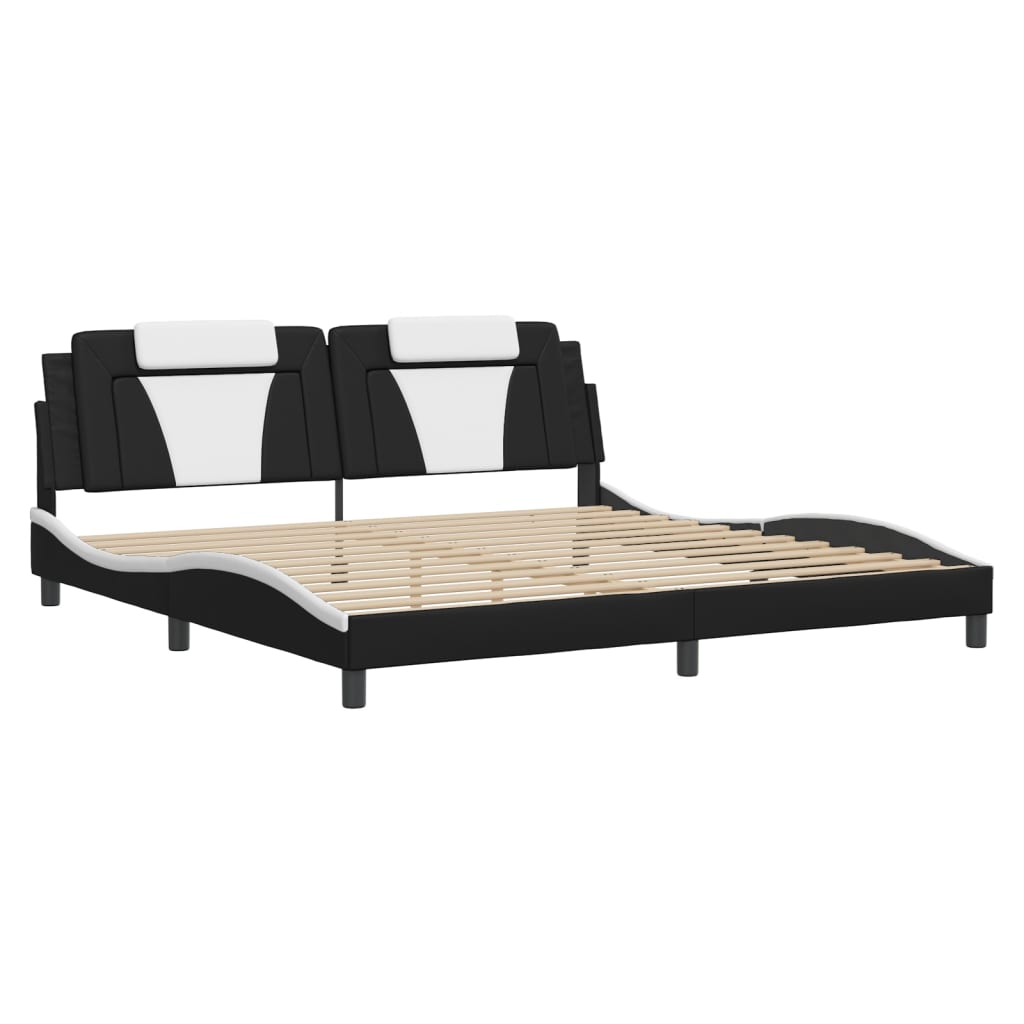 Estrutura de cama viana com LED sem colchão 200x200 cm preto/branco