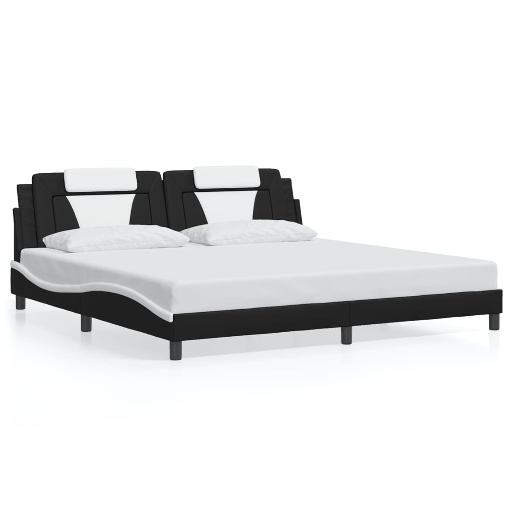 Estrutura de cama viana com LED sem colchão 200x200 cm preto/branco