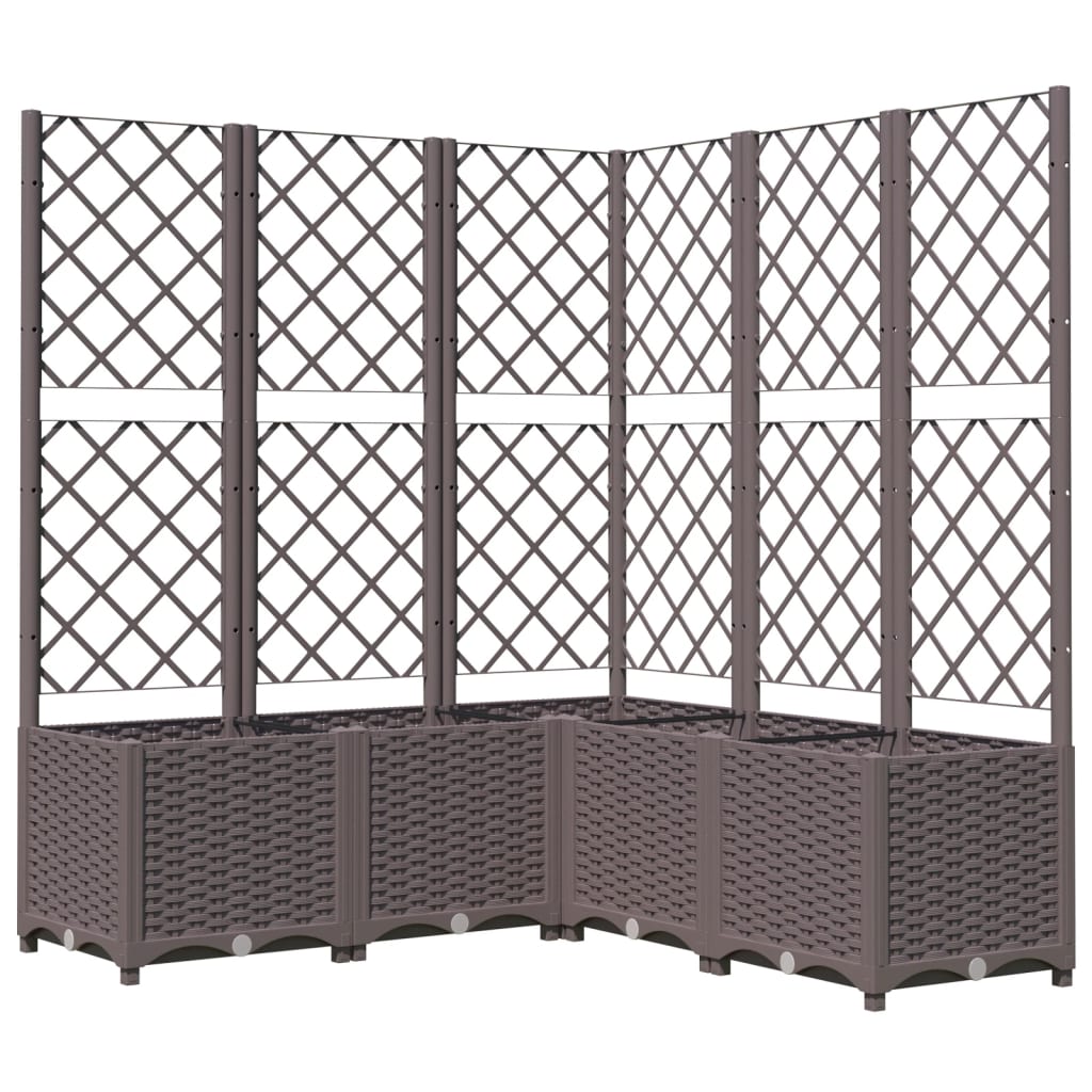 Vaso/floreira jardim c/ treliça 120x120x136 cm PP castanho