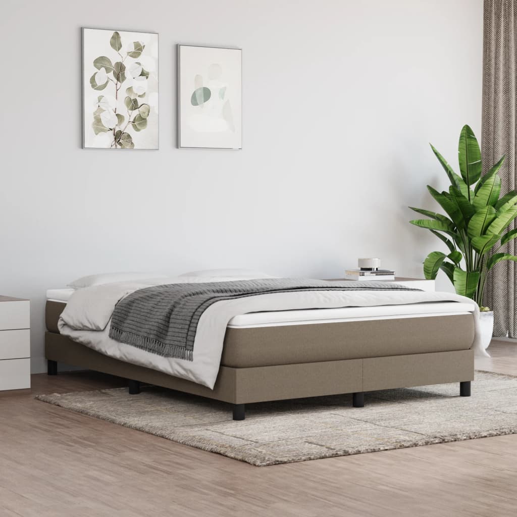 Estrutura de cama com molas 140x190 cm tecido castanho-acinzentado