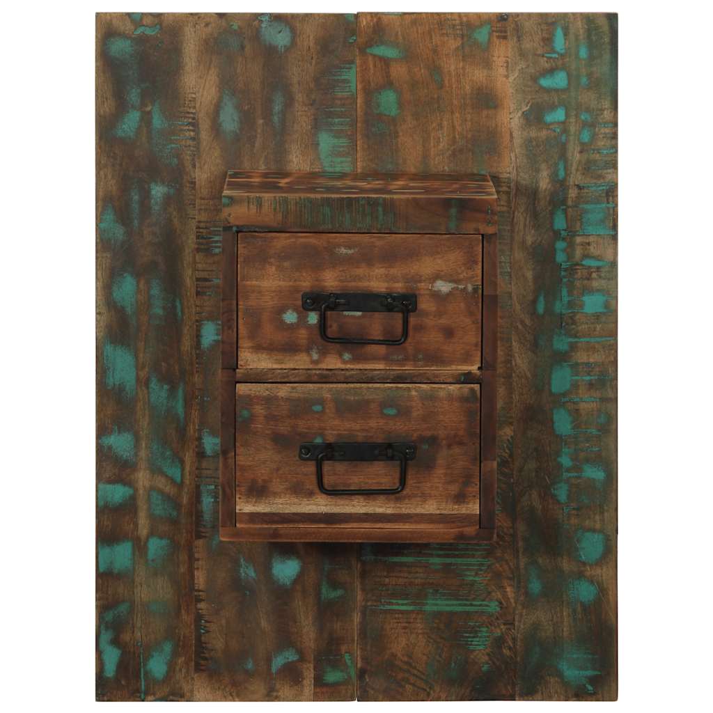 Mesa de cabeceira multicor 60x32x80cm madeira maciça recuperada