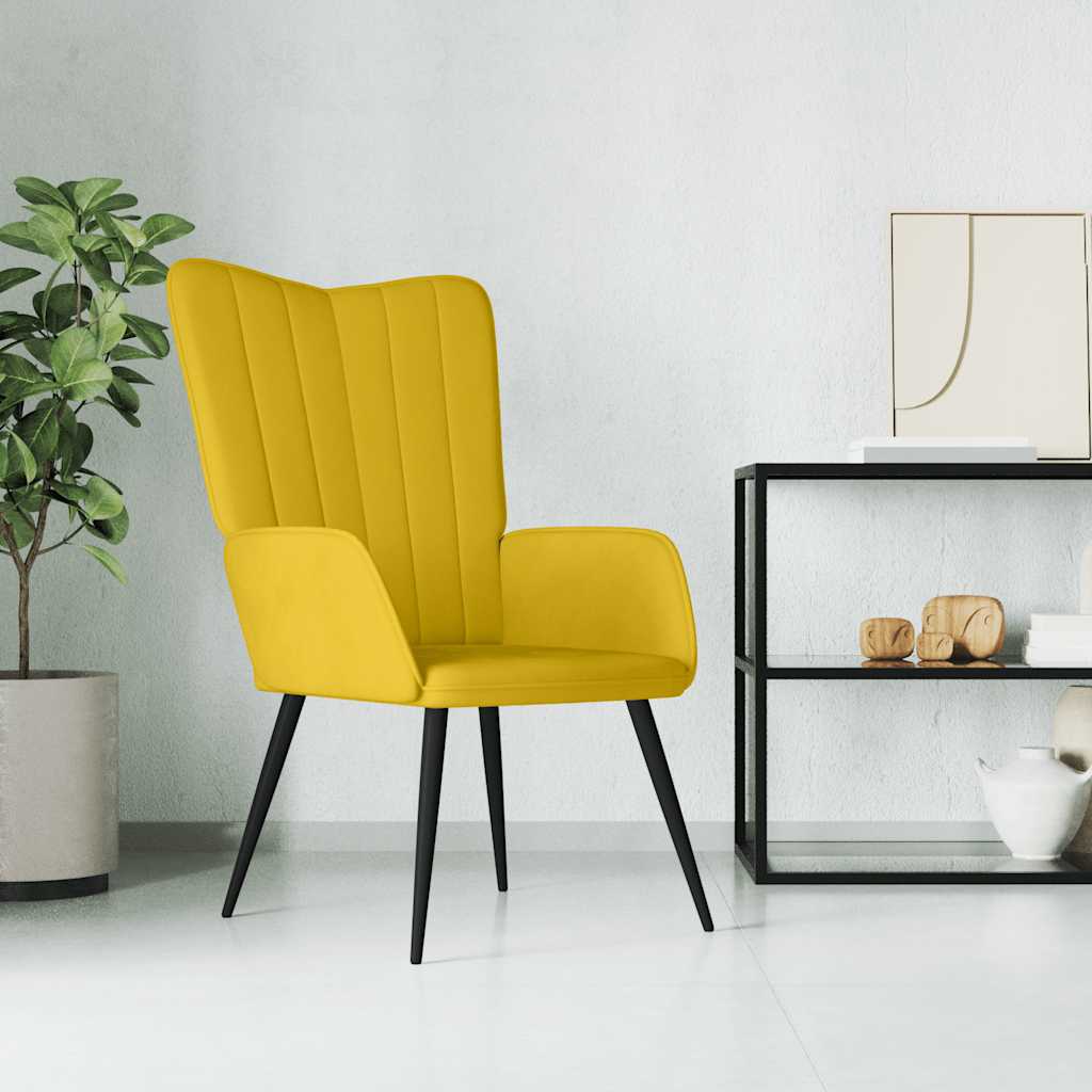 Cadeira de descanso veludo amarelo mostarda
