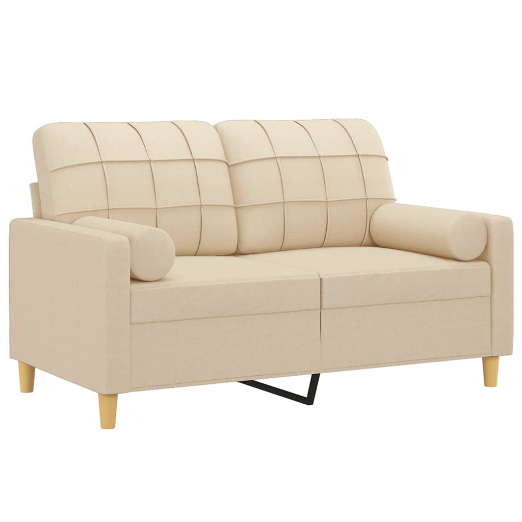 Sofá 2 lugares + almofadas decorativas 120 cm tecido cor creme