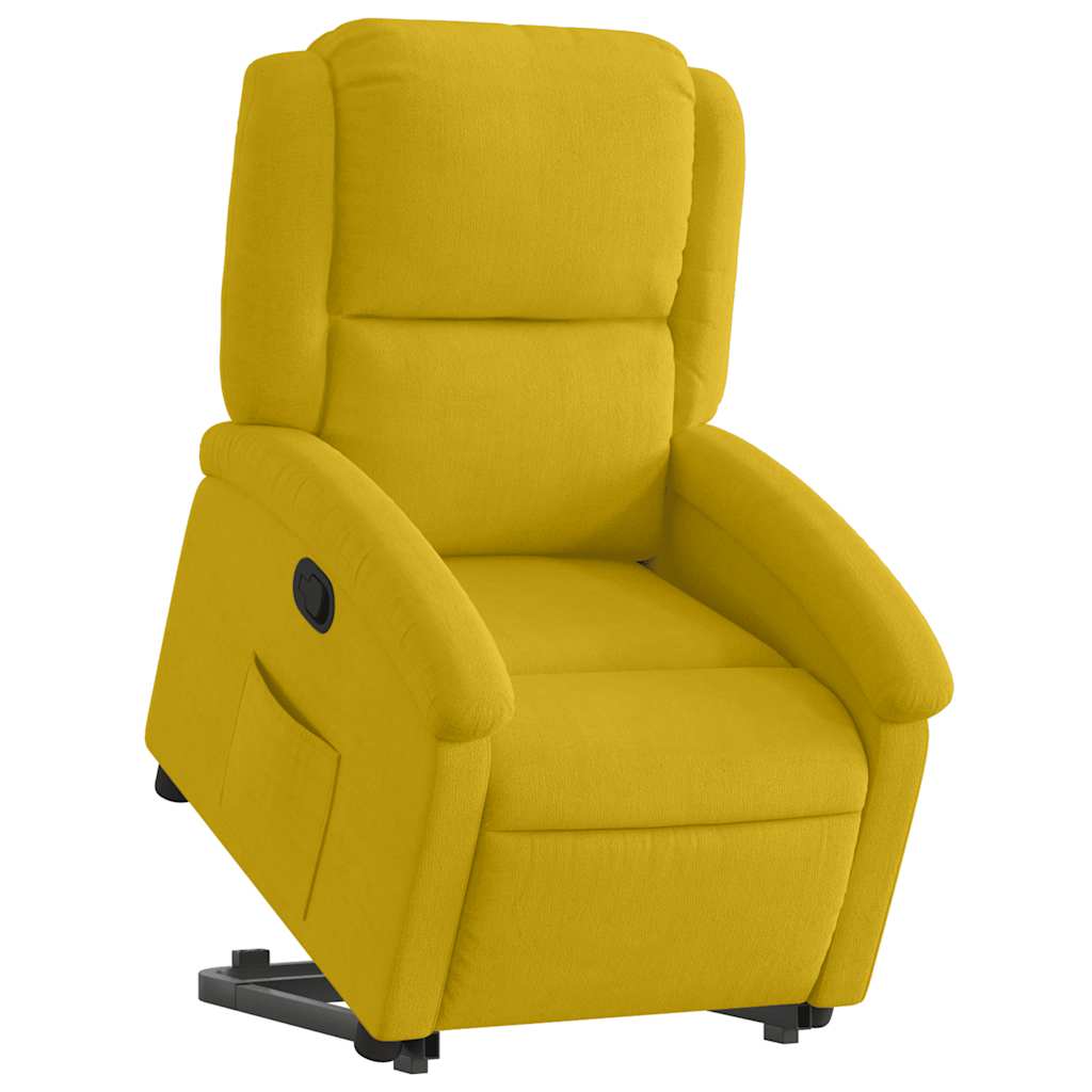 Poltrona reclinável elevatória veludo amarelo