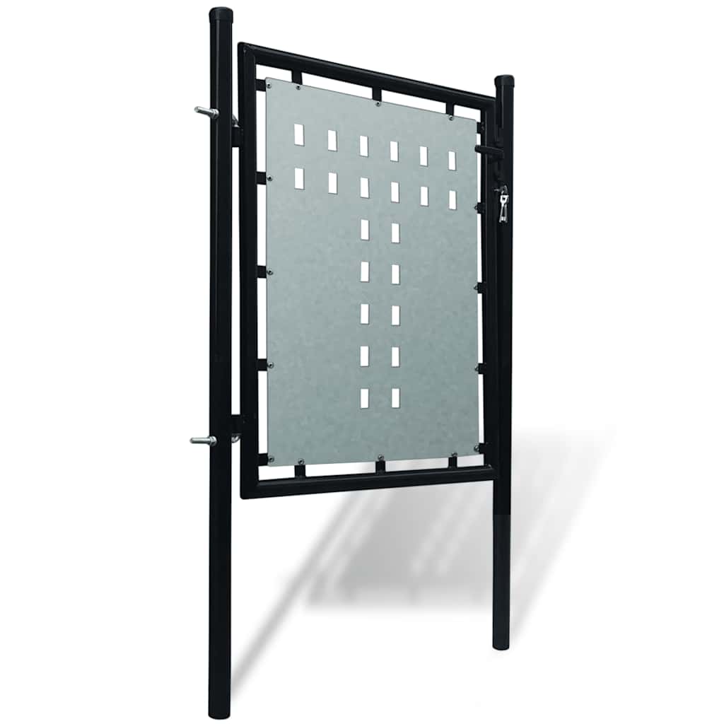 Portão de cerca de porta única preto 100x100 cm