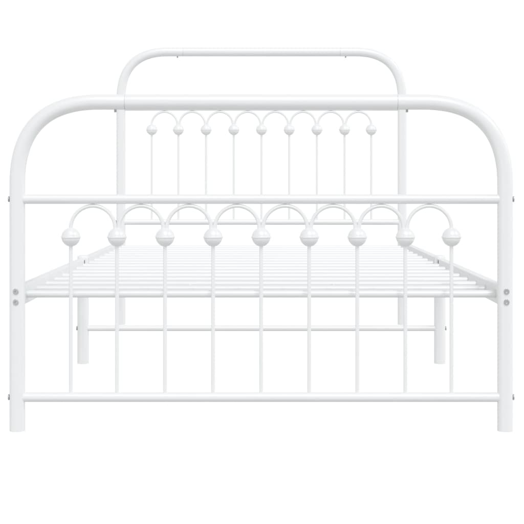 Estrutura de cama com cabeceira e pés 100x190 cm metal branco