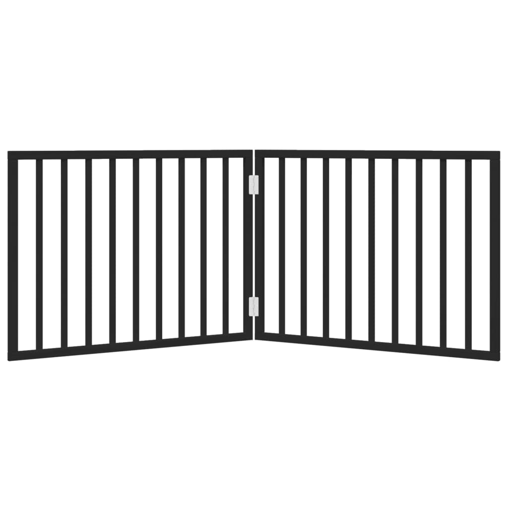 Portão para cães dobrável com 2 painéis, preto, 160 cm, madeira de álamo