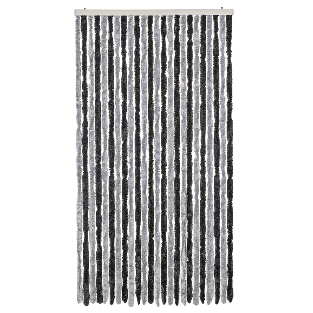 Cortina anti-insetos 100x200 cm chenille cinzento e preto