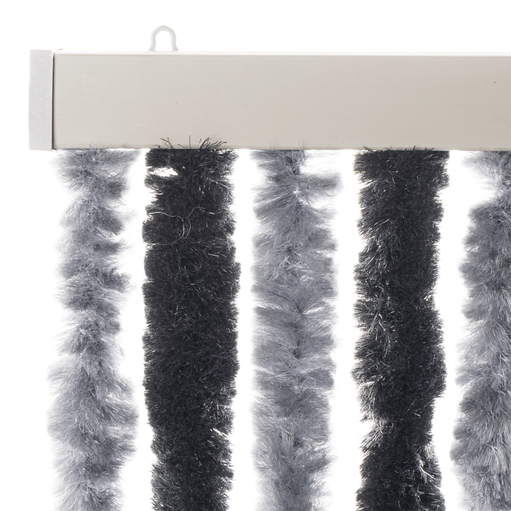 Cortina anti-insetos 100x200 cm chenille cinzento e preto
