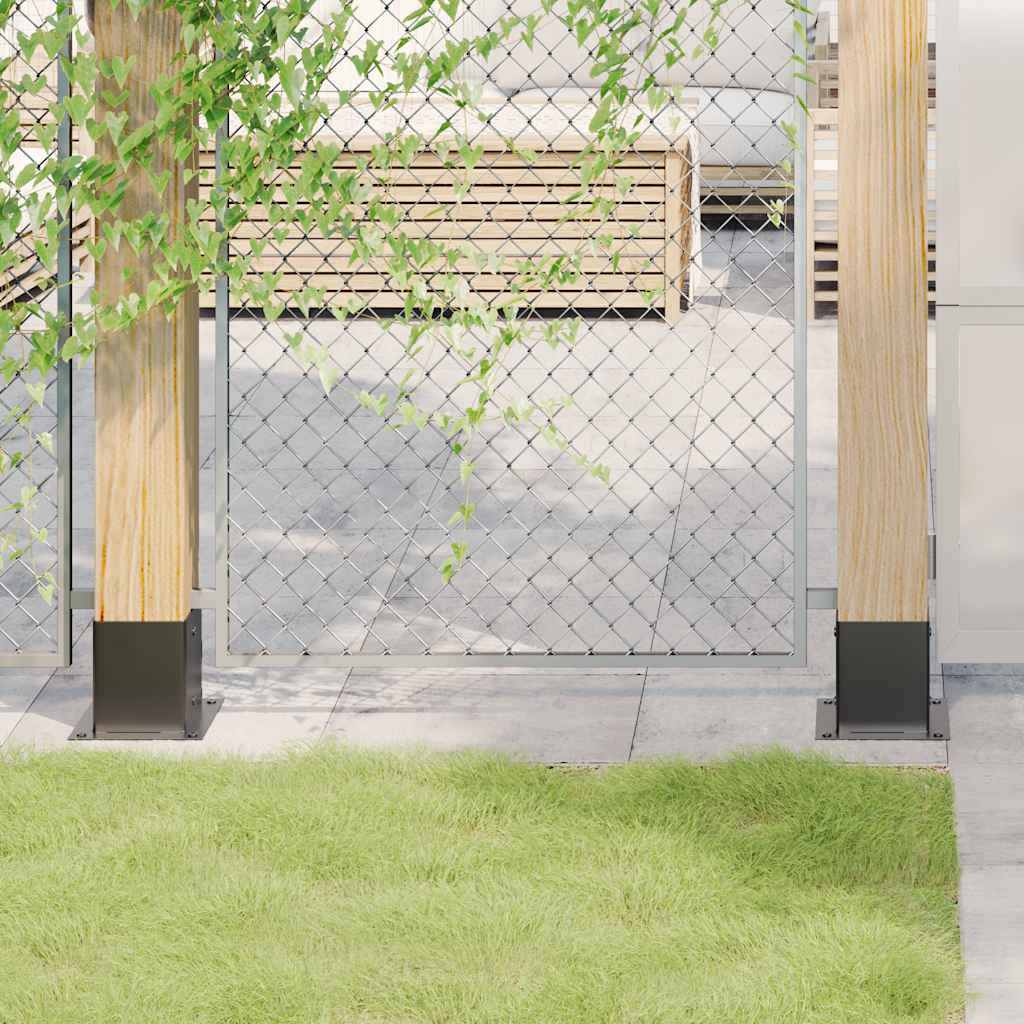 Bases de coluna quadradas 4 peças 121x121mm aço revestido a pó