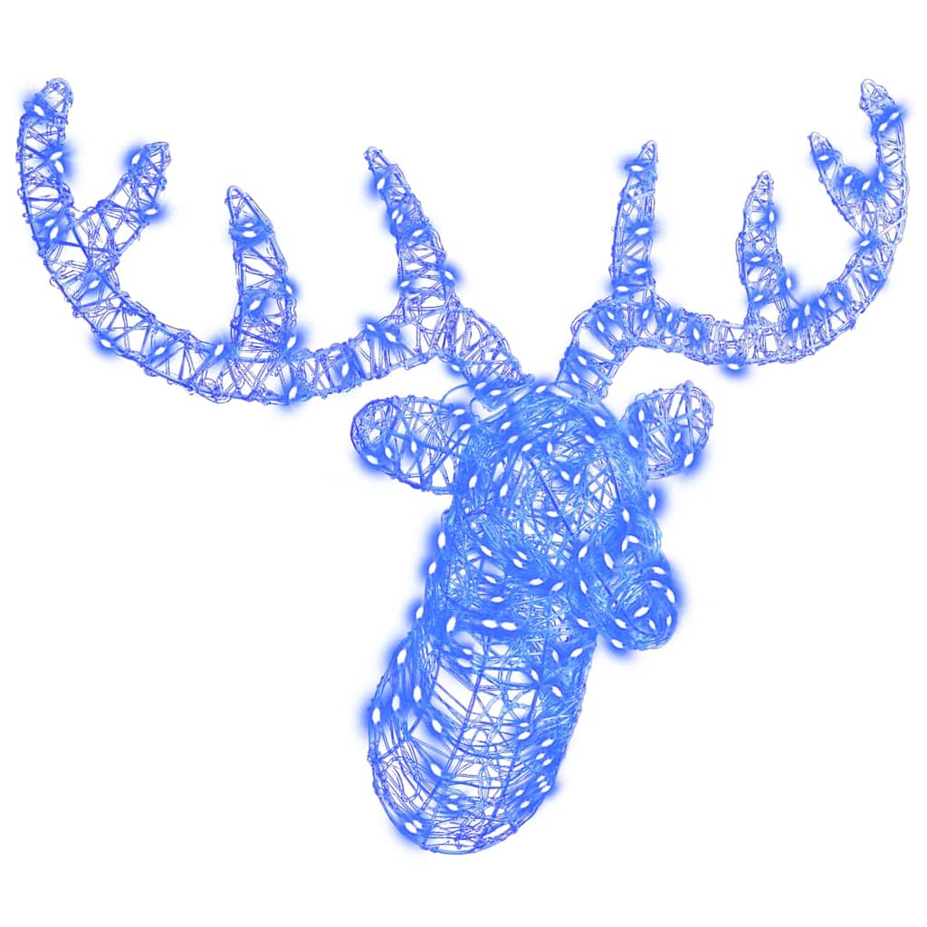Cabeça de rena com 140 leds azul 68 x 36,5 x 62,5 cm acrílo