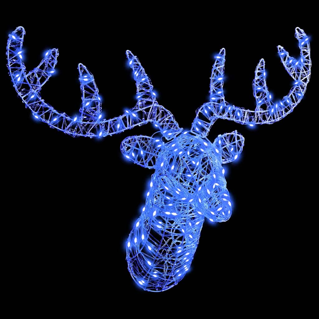 Cabeça de rena com 140 leds azul 68 x 36,5 x 62,5 cm acrílo