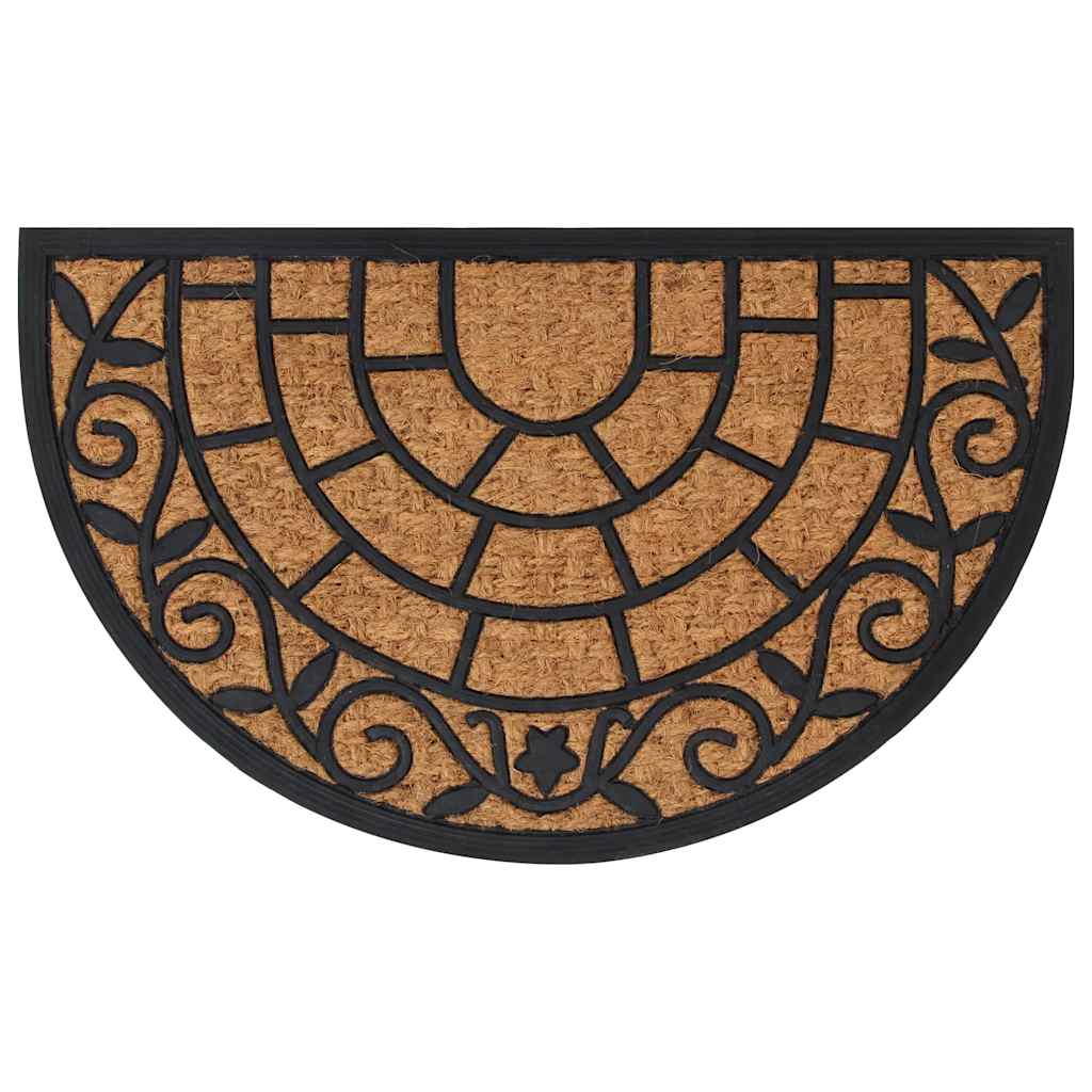 Tapete de porta semicircular 45x75 cm borracha e fibra de coco