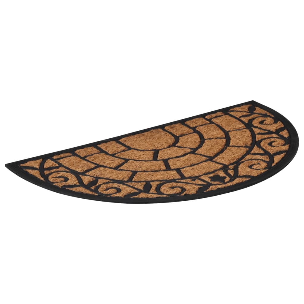 Tapete de porta semicircular 45x75 cm borracha e fibra de coco
